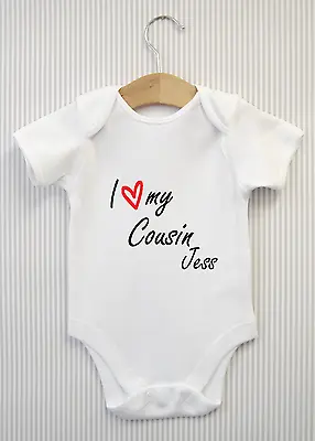Personalised I Love My Cousin Baby Grow Bodysuit Vest Babygrow Top Shower Gift • £5.98