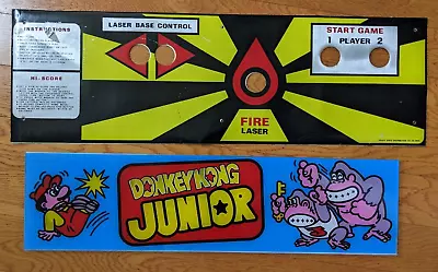 Bootleg SPACE INVADERS & DONKEY KONG JR Video Arcade Game Marquee And Overlay • $47