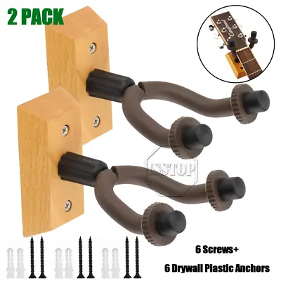 2Pack Guitar Hangers Hook Adjustable Instrument Display Holder Wall Mount Rack • $10.53