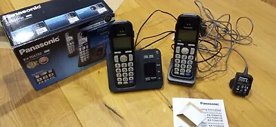 Panasonic KX-TGE722 Cordless Big Button Twin Handset Answer Phone Telephone Set • £10