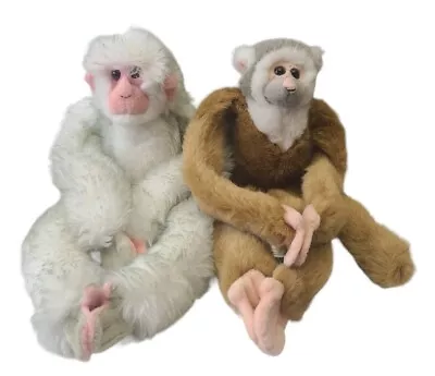 Pair Of Vintage Wild Republic Hanging Monkey 16  Plush Stuffed Tree Brown White • $19.90