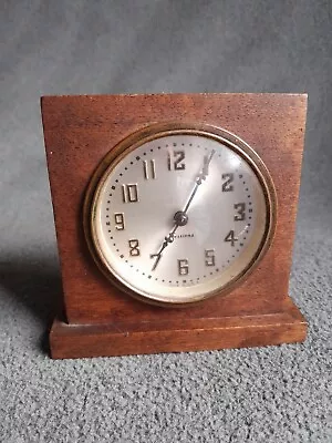 Primitive Vintage MCM Sessions Clock Co. Wood Mantle Clock Working Art Deco • $20