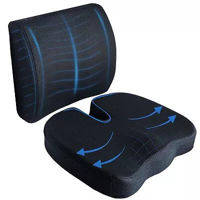 Memory Foam Seat Cushion Lumbar Support Ergonomic Back Support For Office Car • $33.99