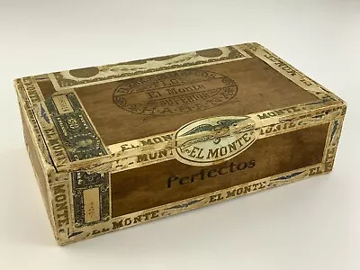 Antique Cigar Box El Monte Fabrica De Tabacos Habana Wood Tobacco Box DD391 • $54.50