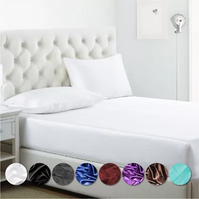 Silk Satin 1000TC  All Size Bed S/KS/D/Q/K Fitted Sheet Pillowcase(NO FLAT) • $37