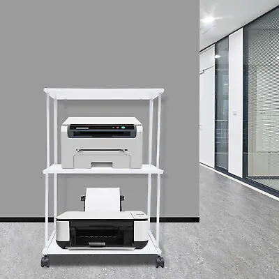 Modern Movable Laptop Printer Small Cart Rolling Laptop Stand Office White Table • $55.46