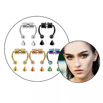 Magnetic Nose Ring Helix Tragus Faux Clicker Non-Piercing Fake Septum Segment UK • £3.35