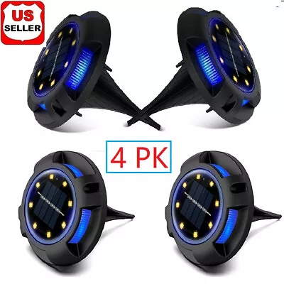 $14.98 • Buy 4 Pack Solar Ground Light 12LED White Solar Outdoor Lights Disk Light Waterproof