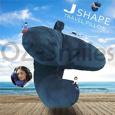 $16.27 • Buy Neck Pillow Flight J Shaped Head Chin Support Pillow Soft For Travel Work Home