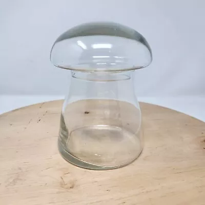 Vtg MCM Clear Glass Mushroom Canister Apothecary Terrarium Candy Jar 6  Libbey • $29.99