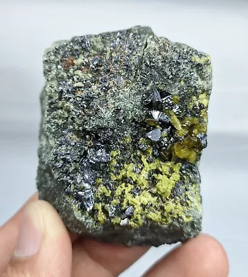 Natural Magnetite Crystals With Epidote On Matrix From Afghanistan 110 Grams. • $25
