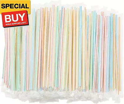 Plastic Flexible Drinking Straws Striped Disposable Individually Wrapped (7.75  • $25.03