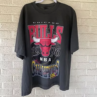 Vintage Chicago Bulls 1996 Champions NWT  TNVTEES Shirt Vtg Black Sz XL • $44