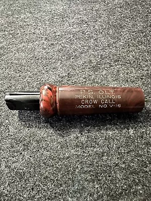 Vintage RARE Red Swirl P. S. Olt Crow Call Model V-16 Pekin Illinois • $49.95