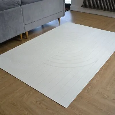 Savoy Zen Garden Ivory White Carved  Rug For Living Room Extra Large 200x290cm • £275