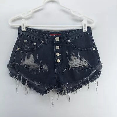 Signature 8 Women's Shorts Sz S Rockabilly Rock Biker Distressed Denim Black  • $7.87