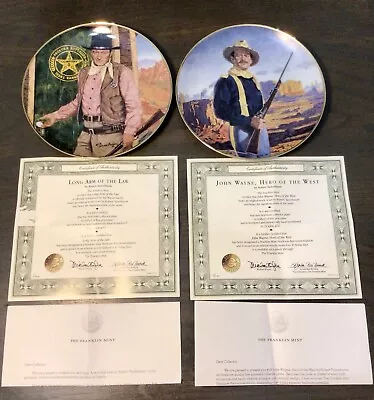 Franklin Mint John Wayne Collector Plates With Coa Lot Of 2 • $54.95