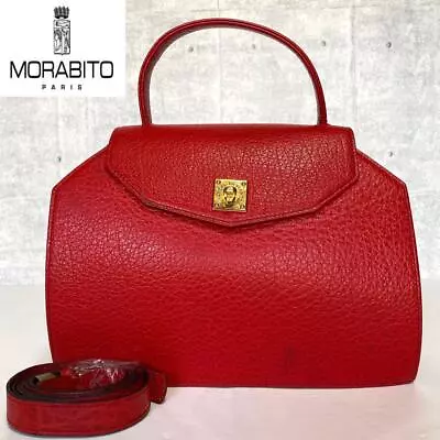 Authentic MORABITO  Leather 2WAY Hand Shoulder Bag Pascal Red Gold Women • $351.85