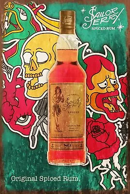 Sailor Jerry Spiced Rum Advert Vintage Retro Style Metal Sign Bar Pub Mancave • £3.93