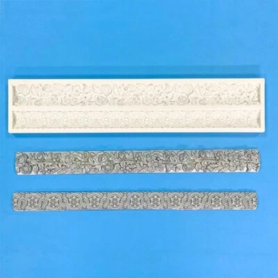 £3.99 • Buy Flower Relief Silicone Fondant Mould Cake Border Baking Decor Chocolate Mold DIY