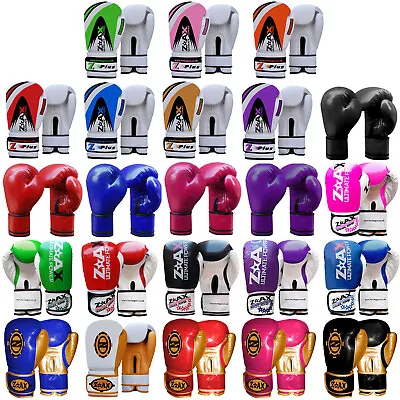 Junior Kids Boxing Gloves Training Sparring Punchbag Leather Gloves 468 OZ • £10.44