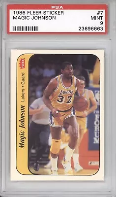 Magic Johnson Psa 9 1986 Fleer Basketball Stickers #7 Lakers Hof 6663 • $102.50