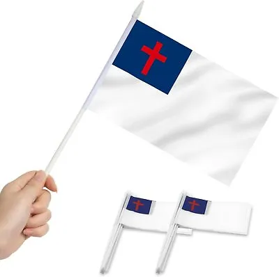 Anley Christian Mini Flag 12 Pack - Hand Held Small Miniature Christian Flags • $8.55