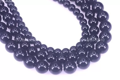 Big Hole 2.0mm Natural Black Onyx Gemstones Round Beads 4mm 6mm 8mm 10mm 15.5  • £6.04