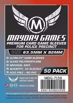 50x Mayday Games Premium Police Precinct Sleeves 63.5x92mm MDG7139 • £2.50