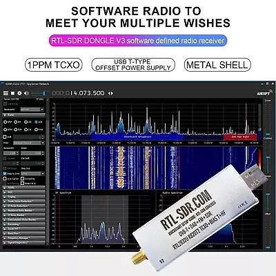 RTL-SDR Blog R820T2 RTL2832U 1PPM TCXO SMA Software Defined Radio (Dongle Only). • $43.74