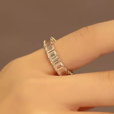 5.77CT Emerald Cut Moissanite Ring Band 14K White Gold Custom Gifts For Women • $305.69