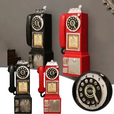 Vintage  Model Wall-Mounted Resin Booth Telephone Figurine Rotary Old-fashioned • £17.35
