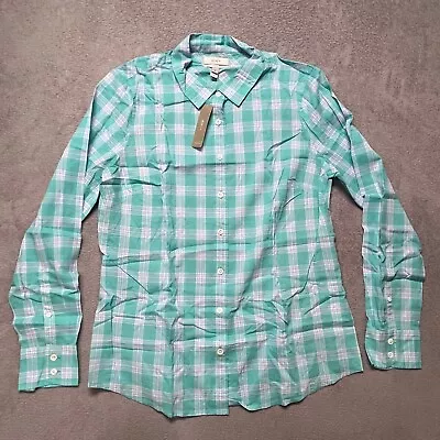 J. Crew Shirt Women's 12 Mint/White Perfect Fit Long Sleeve Button Down • $16.99