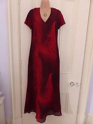 Pretty J Taylor Long Dress Red And Dark Brown Hint Purple Tiny Beads Size 14 • £12.99