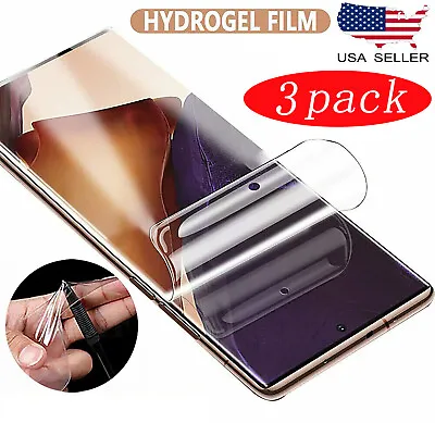 $2.98 • Buy 3-Pack HYDROGEL Screen Protector Samsung Galaxy S22 Ultra S21 S20 Note 20 9 Plus