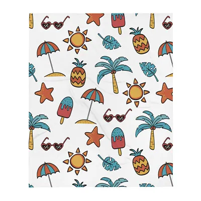Fun In The Sun Summer Time Beach House Throw Blanket Pool Accessories • £33.73
