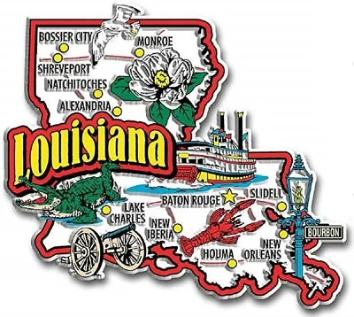  Louisiana Jumbo State Map Fridge Magnet • $7.99
