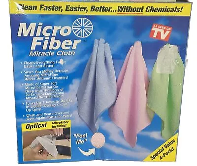 Microfiber Cleaning Towel MIRACLE CLOTH 4 Pack 6x6 12x12 16x16 • $16