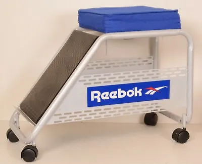 Vtg Reebok Rolling Shoe Fitting Stool 70s 80s 90s Store Display Blue Seat Sports • $500