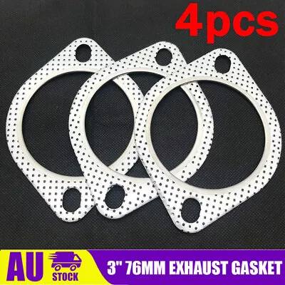 3  76MM EXHAUST GASKET - 107MM BOLT SPACING 3 INCH FLANGE 4 Pieces OZ • $11.95