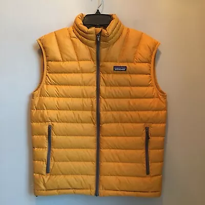 Patagonia Down Sweater Vest Men Small Gold Yellow 800 Fill Ripstop DWR # 84621 • $74.88