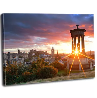 Edinburgh Sunset Canvas Print Framed Photography Wall Art Picture • £29.99