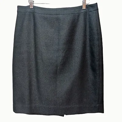 Ann Taylor Black Wool Blend Textured Checkered Straight Skirt 12p (act 33x22) • $19.80