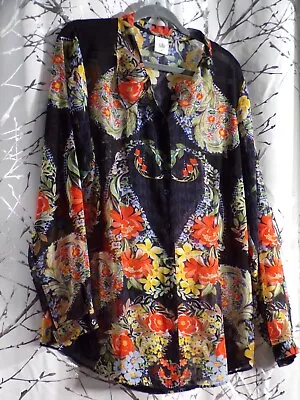 Cabi Semi Sheer Button Up Blouse Floral Print Size L Large • $25
