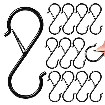 12 Pack S Hooks Black S Hooks For Hanging Plants Safety Buckle S Shaped Hoo... • $10.77