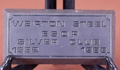 Weirton Steel Company Silver Club ESOP 1983 Paperweight Ignot • $19.75