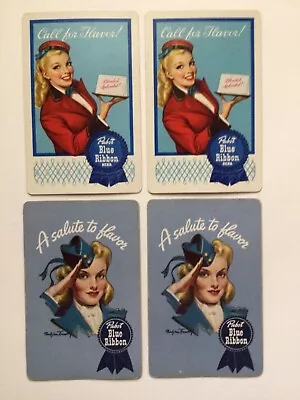 (4) Vintage “PABST BLUE RIBBON” Beer Advertising Playing Cards C.1940’s • $5