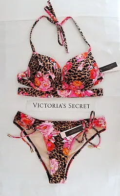 Victorias Secret Swim 2pc Set 34B HOTTIE Add 1c. Push-up/Small Ruched Cheeky NWT • $45.95