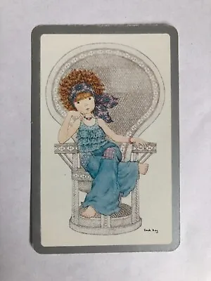 Girl Gypsy Lady & Retro Fashion Vintage Art Artist Sarah Kay Swap Playing Card • $3