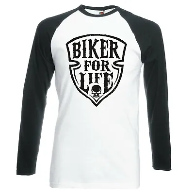 Motorcycle  Biker For Life  Raglan Longsleeve Baseball T-shirt • £16.99